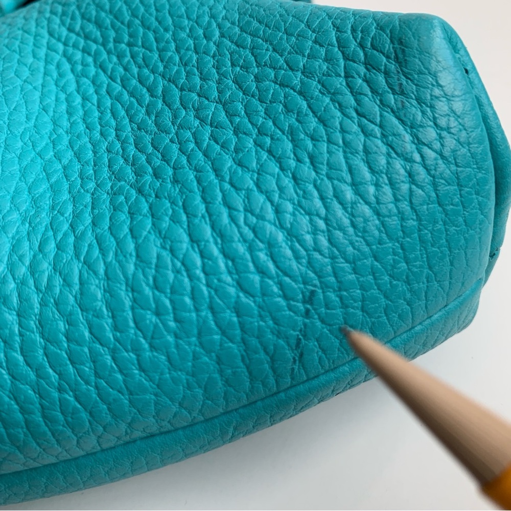 ISABELLA FIORE Turquoise Blue Leather Whip Stitch Shoulder Hobo Bag Purse - Picture 13 of 16
